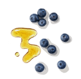 Blueberries with a drizzle of honey on a white background